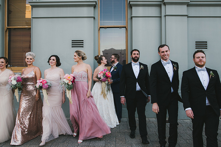 Annaliese and Josh and their gorgeous bridal party at PS Art Space, Fremantle // Photography by Amanda Alessi